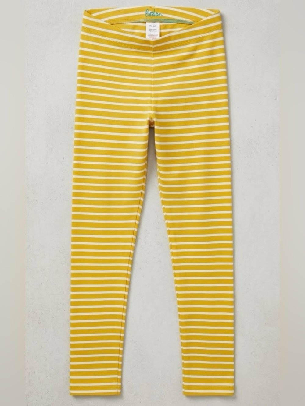 Boden Girls Yellow and White Striped Kids Leggings - play - school - size 13-14Y